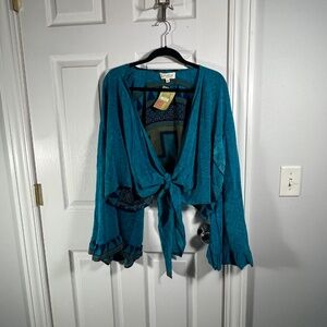 NWT Kantha Bae silky Crop Tie Blouse